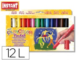 Témpera sólida Playcolor Pocket escolar 12 barras 5g. colores surtidos